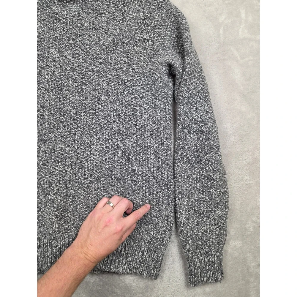 Gap Marled Chunky Cable Knit Sweater Mens M Gray Lambswool Nylon Crewneck *Read